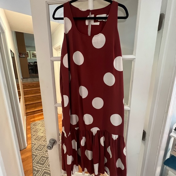Anthropologie Dress Michaela Flounced Polka Dot Midi Sleeveless Dress XL - Picture 9 of 12